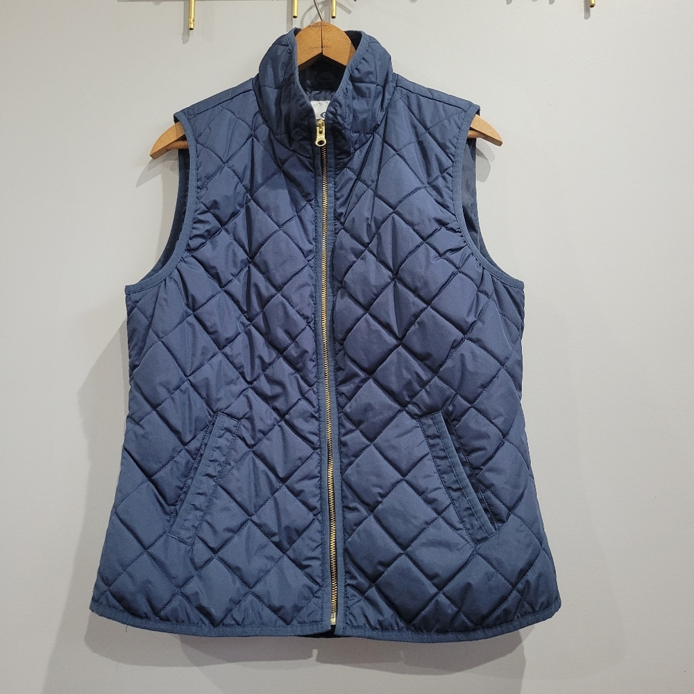 Old Navy Women's Navy Blue Zip Up Lightweight Quilted Vest Size Medium